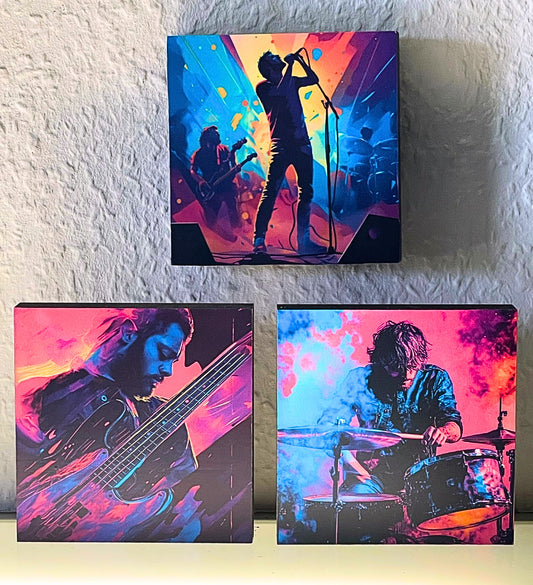 Festival Holzbilder als bunte Wanddeko mit Musik- und Konzert-Feeling