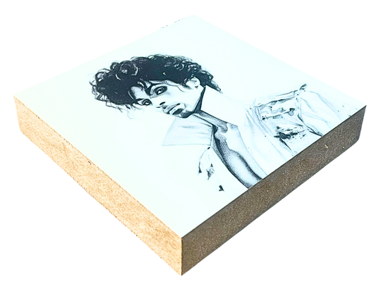 Liegende Ansicht Holzbild mit einer Abbildung des Künstlers Prince
