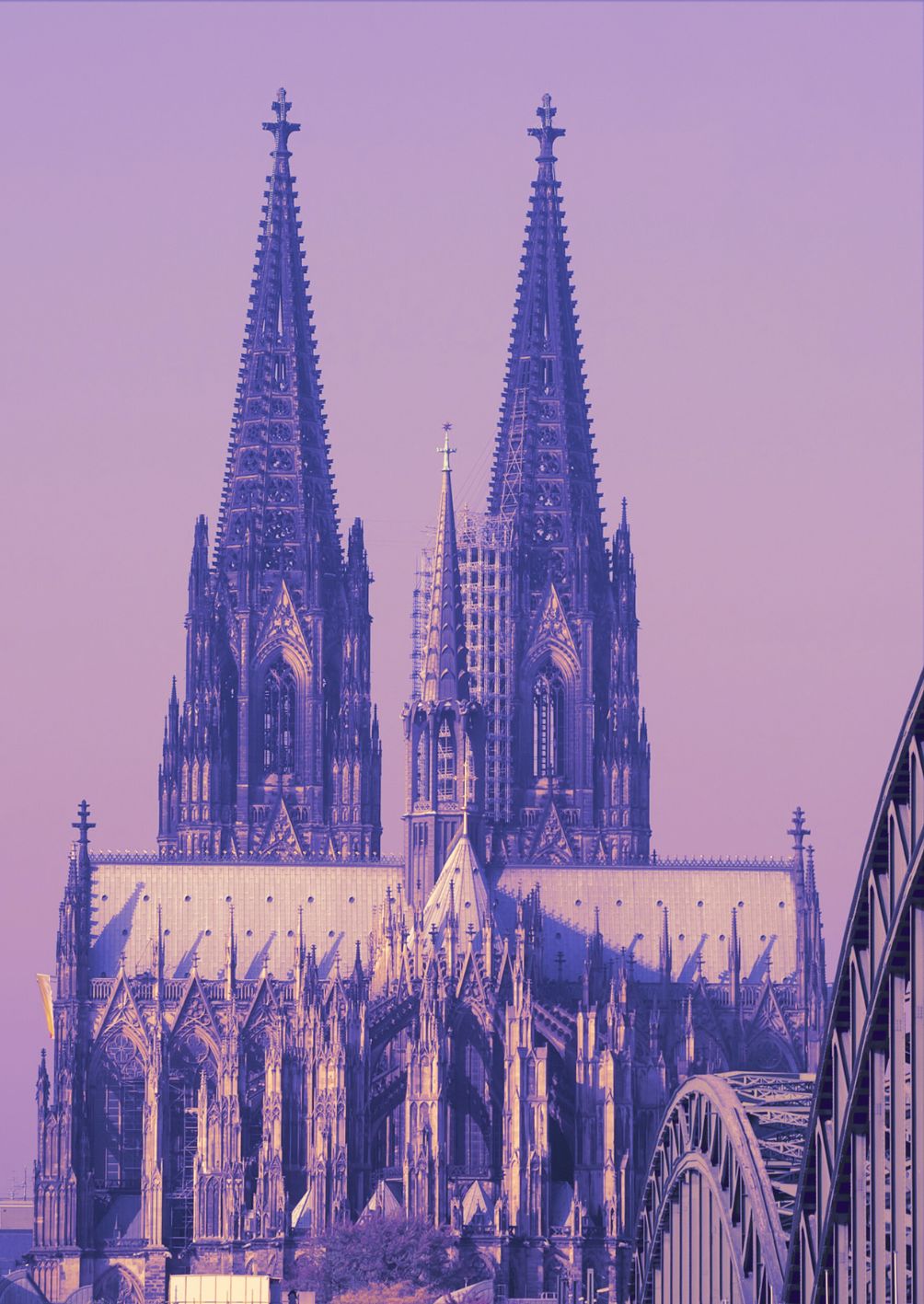 Vollbild Motiv Holzbild mit einnem Ausschnitt des Kölner Doms