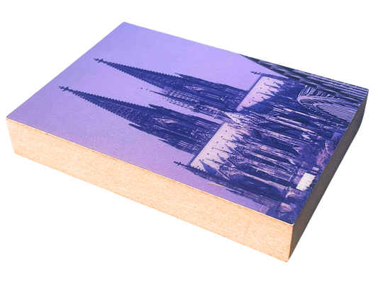 Liegende Ansicht Sights Holzbild Kölner Dom – Wahrzeichen-Motiv im Format 8,5 x 12 cm