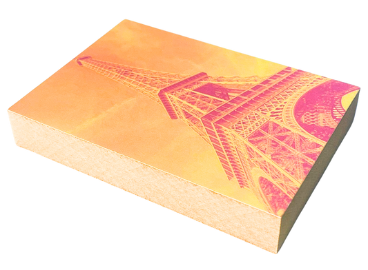 Liegende Ansicht Sights Holzbild Tour Eiffel– Wahrzeichen-Motiv im Format 8,5 x 12 cm