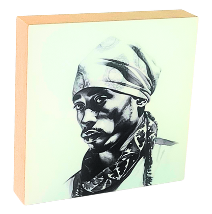 Holzbild 10 x 10 cm mit dem Portrait von Tupac Shakur