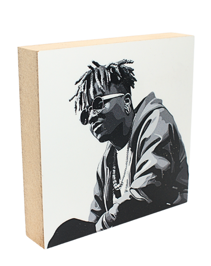 Holzbild 10 x 10 cm mit dem Abbild von Juice Wrld