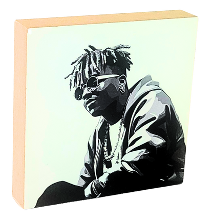 Holzbild 10 x 10 cm mit dem Abbild von Juice Wrld
