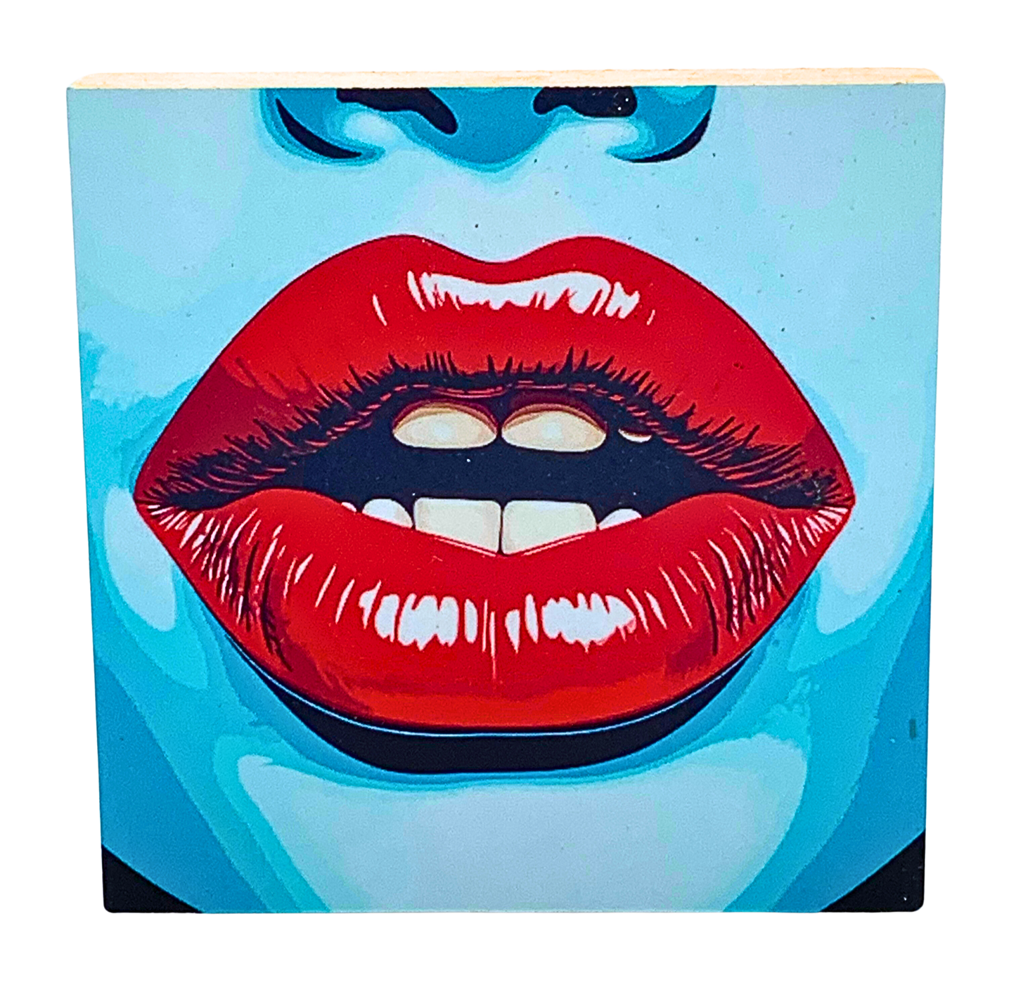 Pop Art / Lips - Dekoratives Holzbild