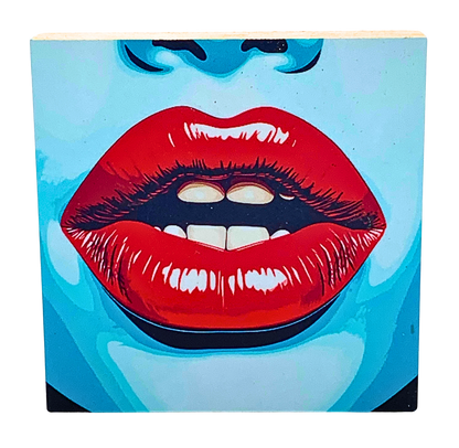 Pop Art / Lips - Dekoratives Holzbild