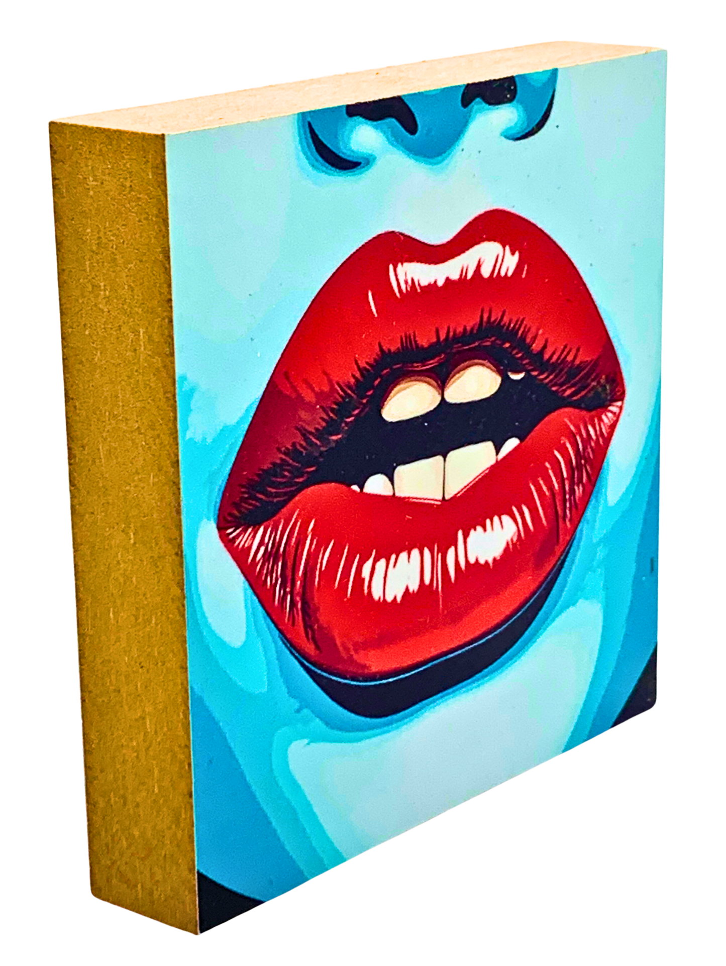Pop Art / Lips - Dekoratives Holzbild