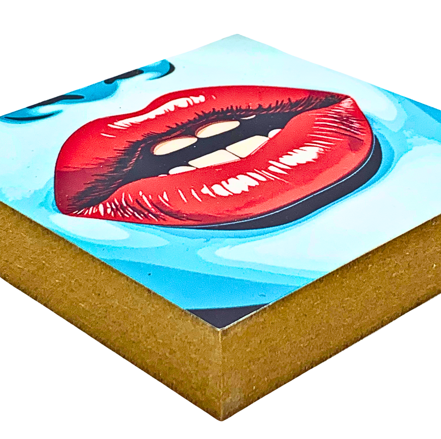 Pop Art / Lips - Dekoratives Holzbild