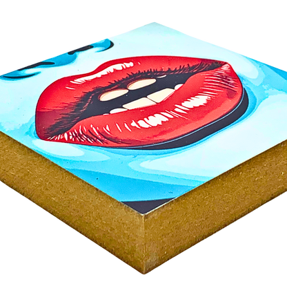 Pop Art / Lips - Dekoratives Holzbild