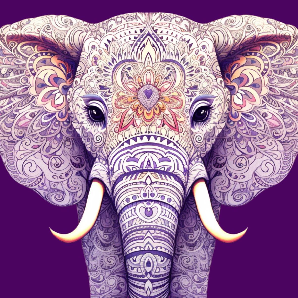 Vollbild Motiv Holzbild Mandala Elefant